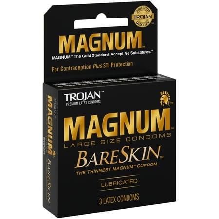 TROJAN Magnum Bareskin Lubricated Condoms 3 Each - (Pack ...