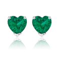 thumbnail image 1 of JeenMata Hermosos Aretes Tipo Botón con Solitario de Esmeralda Talla Corazón de 1 Quilate (Piedra Natal de Mayo) en Baño de Oro Blanco de 18 K sobre Plata, 1 of 5