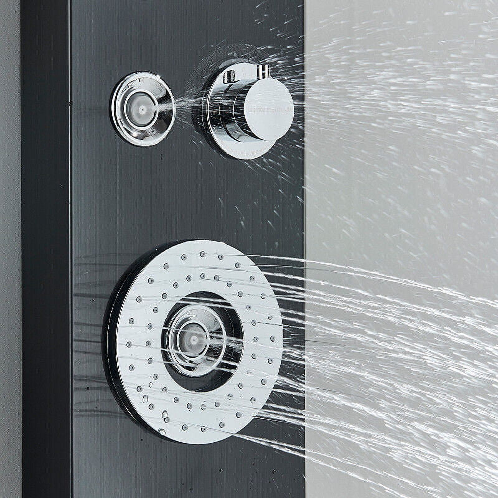 Zovajonia LED Shower Panel Tower System, Multi-Functions Shower Tower, Waterfall Showerhead, Shower Jets, Stainless Steel Rain Shower System Oil Rubbed Bronze