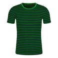 thumbnail image 6 of Tops For Women T-Shirts Stripe Print Short Sleeve Crew Neck Casual Spring Summer Clothes Black, 6 of 7