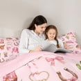 thumbnail image 4 of Manfei Cowgirl Bow Hat Full Size Comforter Sets for Girls, Pink Western Bedding Sets, Pink Reversible, 3-Piece, 4 of 6