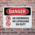 thumbnail image 4 of (2 Pack) No Swimming No Lifeguard On Duty OSHA Danger Sign 10 Inch X 7 Inch Indoor / Outdoor Rust-Free Aluminum Metal Signs for Workplace, Workshop, and Construction Site, Made in the, 4 of 8