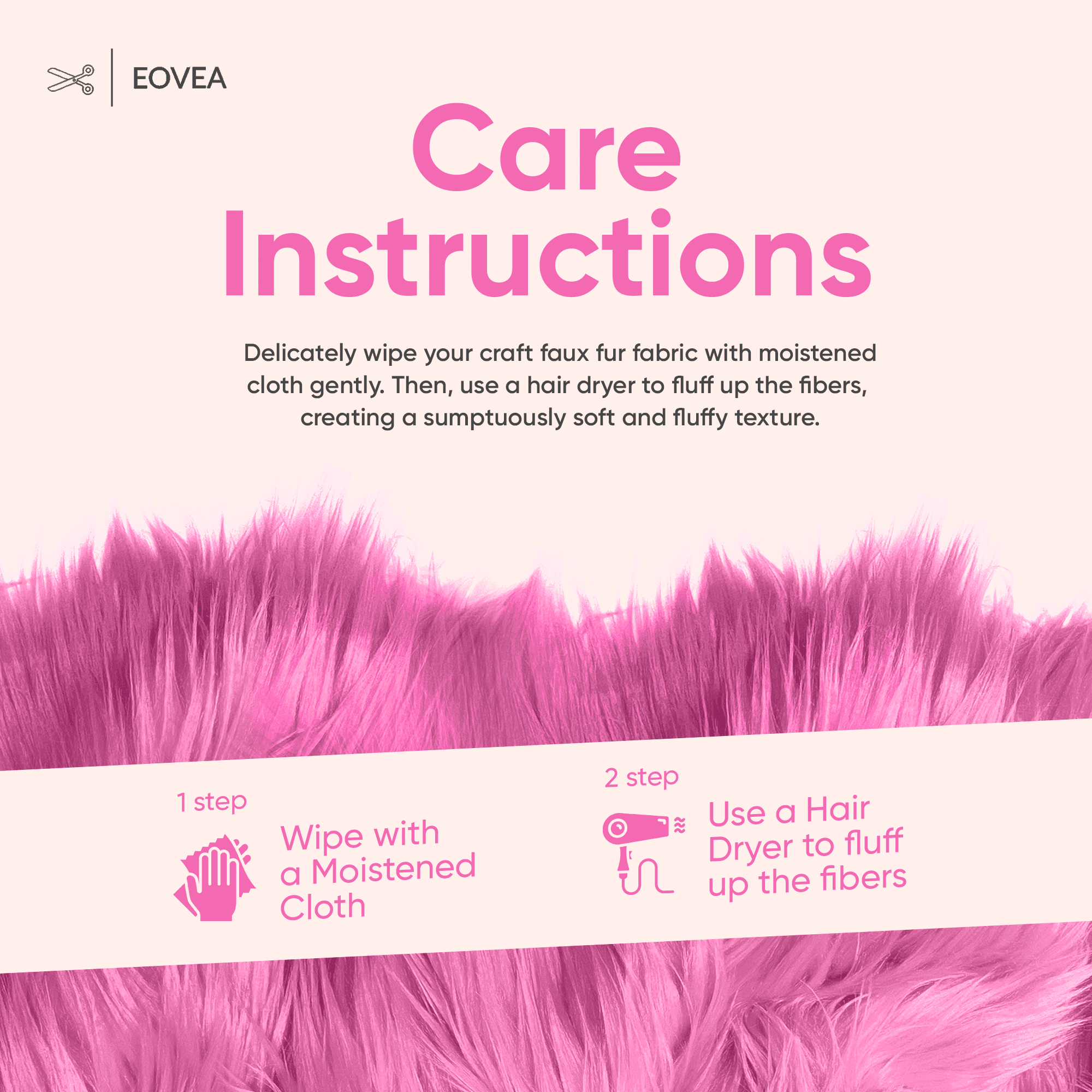 EOVEA Shaggy Faux Fur Fabric by The Yard - 36" X 60" Inch - Long Pile Fur - Fake Fur Materials - Soft & Fluffy Craft Fabric Supplies for DIY Arts & Crafts,Apparel,Costume,Rug(Bubble Gum, One Yard)