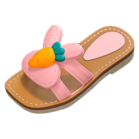 Toddler Girls Sandals Cute Flower Square Open Toe Slip on Flat Shoes Dress Summer Casual Slides Footwear Light Pink 13 Little Kid