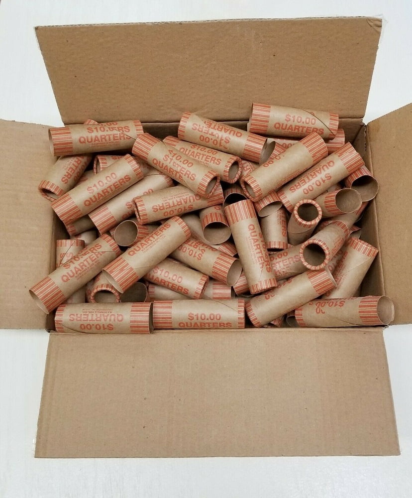 160 Rolls Preformed Coin Wrappers Paper Tubes for Quarters (Holds