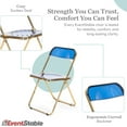 thumbnail image 4 of EventStable Clear Acrylic Folding Chair with Electroplate Gold Frame, Lightweight Portable Seating Stackable Comfortable Chair for Indoor Outdoor Dining, Events & Parties - Cobalt Blue - 4-Pack, 4 of 9