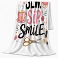 thumbnail image 2 of Sewing Sip Smile, Playful Celestial Scene, Warm Flannel Blanket for Home Library and Reading Nook, Celestial Art Lovers Valentine's Day Gift, Celestial Home Decor, 2 of 9