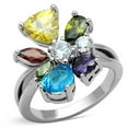 thumbnail image 1 of Women Rhodium Brass Ring with AAA Grade CZ in Multi Color - Size 10, 1 of 1