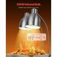 thumbnail image 4 of VEVOR Food Heat Lamp, 500W Electric Commercial Food Warmer Light, 2-Head Stainless Steel French Fry Heating Lamp with 3 Bulbs, Catering Food Warming Equipment for Kitchen, Buffet, Restaurant, Silver, 4 of 9