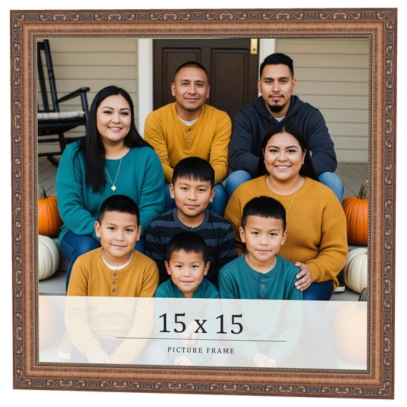 15x15 Frame Gold Solid Wood Picture Frame Width 1.25 Inches, Interior Frame Depth 0.375 Inches,