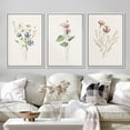 thumbnail image 2 of IDEA4WALL Framed Canvas Print Wall Art Set of 3 Wildflowers Botanical Prints Retro Elegant Flowers Floral Illustration Art Vintage Nature Wilderness Artwork for Room Decor - White 24"x36"x3, 2 of 5