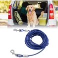 thumbnail image 2 of GFDYREE Double Head Bite Resistant Outdoor Camping Leash, Premium Steel Wire, Large Range Motion, Suitable for Small, Medium, Large Dogs, Made of Steel Wire, PVC, Ideal for (Blue), 2 of 7
