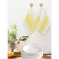 thumbnail image 2 of Lemon Yellow White Kitchen Dish Towels for Drying Dishes Set of 2, Gradient Vertical Stripes Geometric Waffle Weave Microfiber Hand Tea Bathroom Towels Quick Dry & Absorbent Towel 12x12, 2 of 7