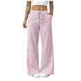 thumbnail image 3 of Duqingm Womens Lounge Pants Womens Striped Pants Wide Leg High Waisted Lounge Pajama Pants Cute Casual Trousers with Pockets Red,L, 3 of 7
