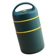 thumbnail image 3 of Tarro de comida aislado de acero inoxidable 304, 680 ml, contenedor de almacenamiento de alimentos al vacío portátil de 2 niveles para almuerzo, desayuno, sopa, avena, verde oscuro, 3 of 5