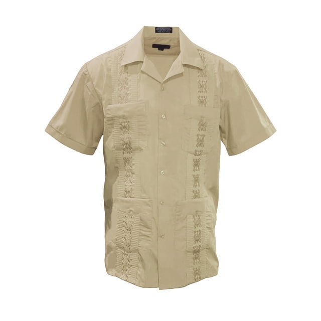 Gravity Threads Chemise d'Été Guayabera pour Homme - Kaki - Grand