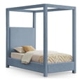 thumbnail image 1 of Bowery Hill Contemporary Sky Blue Linen Textured Fabric Twin Bed, 1 of 9
