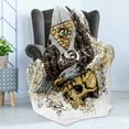 thumbnail image 4 of Tattoo Soft Flannel Fleece Blanket, American Eagle Wings Wide Open Top of Skull Carrying Brick Wall with Eye Print, Cozy Plush for Indoor and Outdoor Use, 60" x 80", Brown and White, by Ambesonne, 4 of 5