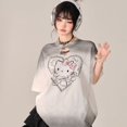 thumbnail image 2 of Hello Kitty Y2k Black T-shirts Vintage Hollow Out O-neck Top Kawaii Anime Heart Print Shirt 2024 New Harajuku Top Women Clothes, 2 of 5