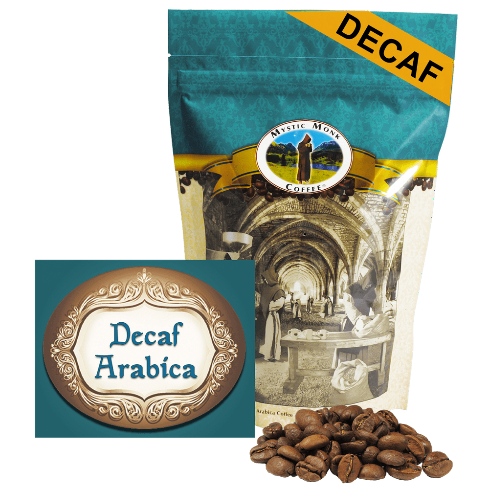 Mystic Monk Coffee Decaf Arabica Mild Roast Whole Bean Coffee