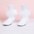 thumbnail image 5 of Dweltoz 2 pairs Girls Ruffle Socks Toddler Lace Frilly Dress Socks with Big Ruffles Cute Princess Style Cotton Crew Socks for Little Kids Girls 0-10 Years, 5 of 7