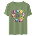 thumbnail image 4 of UPPADA Easter Femmes Oeufs Imprimé T-Shirts Heureux Easter Graphique Bunny Lapin Mignon T-Shirts Manches Courtes Décontracté Col Rond T-Shirts Été Basique Coupe Régulière Chemises Vert,TG, 4 of 5