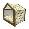 thumbnail image 2 of Pineapple Pet House, Star Patterned Arrangement of Exotic Fruits with Greyscale Leaves, Outdoor & Indoor Portable Dog Kennel with Pillow and Cover, 5 Sizes, Black Grey and Yellow, by Ambesonne, 2 of 5