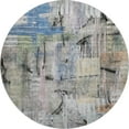 thumbnail image 2 of Addison Rugs Mayfield Premium Machine Washable Transitional Abstract Blue Round Rug, 8' X 8' Machine Washable Transitional Abstract Blue Oversized Sherpa Throw Blanket, 2 of 6