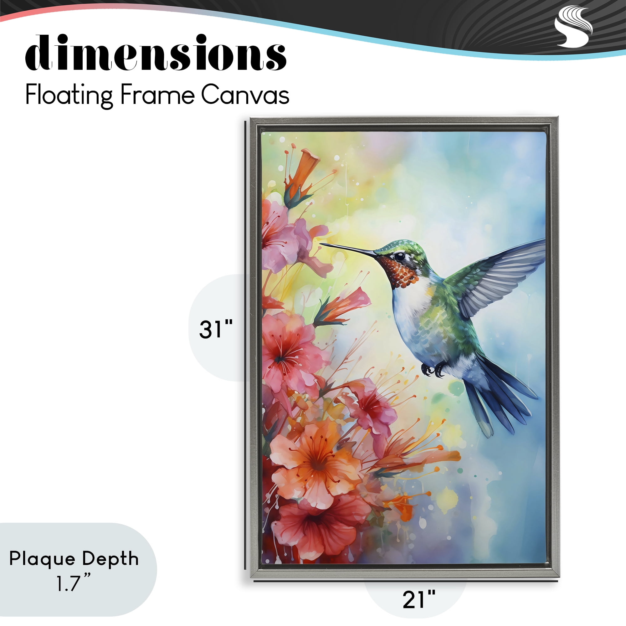 Stupell Industries Hummingbird Hibiscus Serenade Gray Framed Floater Canvas Wall Art, design by Creative Studio