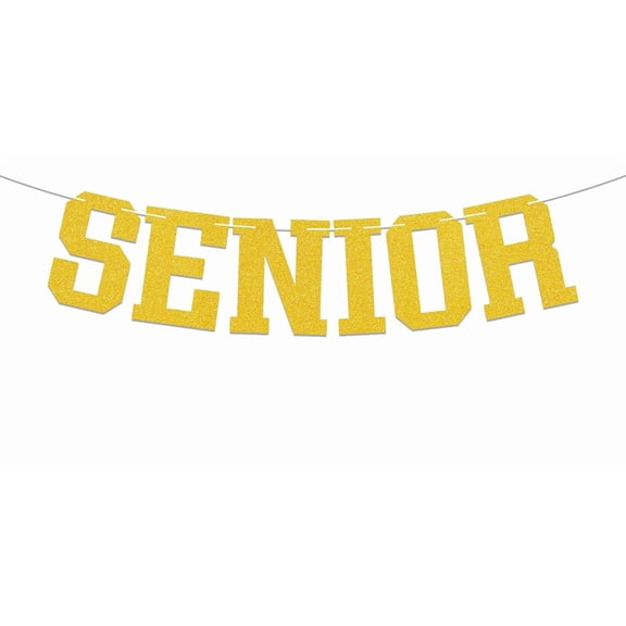 Senior Banner - Graduation Party Decorations, Congrats Grad Decorations - High School College Graduation Party Decoration Gold Glitter
