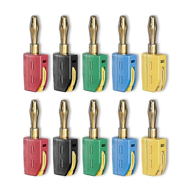 10 unidades de conectores banana de 4 mm de alta corriente, conexión rápida, chapados en oro, 32 A, para pruebas eléctricas.