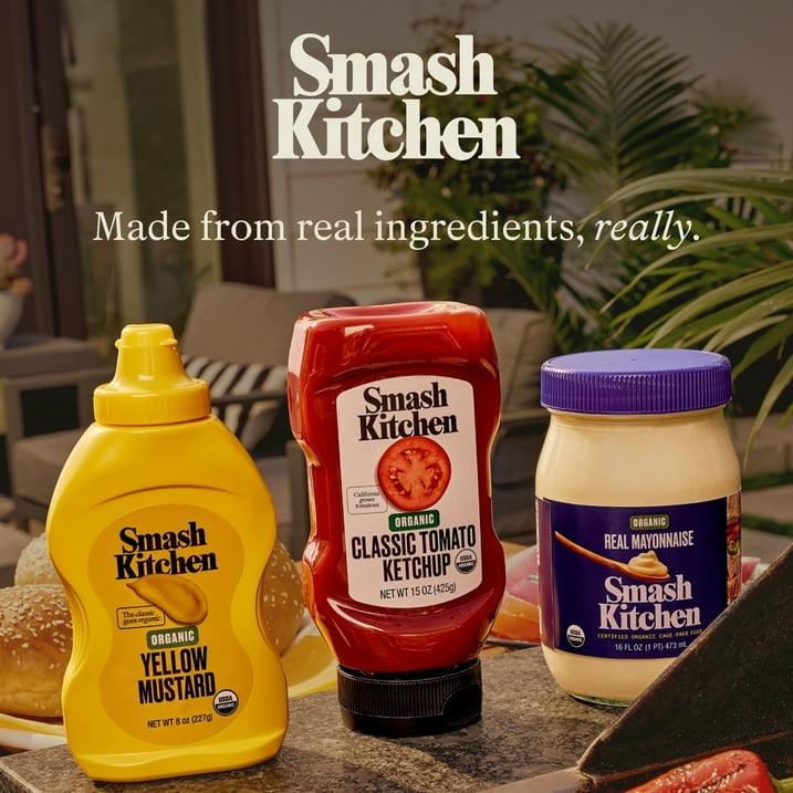 Smash Kitchen Organic Real Mayonnaise, 16 oz Jar, Pack of 4
