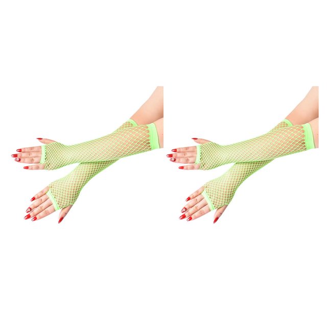 Guardurnaity 1 par de guantes de red de malla para hombre, mitones de fiesta para mujer, mitones largos, mitones decorativos de nailon, manga de Verde 2piezas