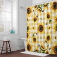 thumbnail image 6 of Sunflower Flower Shower Curtain for Bathroom Decor, Green Leaf Orange Plaid Farm Plant Spring Waterproof Fabric Shower Curtain, 72"x84" Set with 12 Hooks, 6 of 9