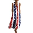 thumbnail image 2 of QUNYINEY Summer Sundresses for Women Sleeveless Cotton Linen Long Independence Day Tank Dress Loose Fit Casual Patriotic V-Neck Dresses, 2 of 8