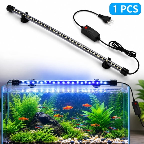 LED Aquarium Light Bar, 11 in Submersible Fish Tank Lamp with 24 LEDs and Suction Cups for Planted Aquariums