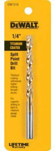 DEWALT DW1316 1/4-Inch Titanium Split Point Twist Drill Bit 