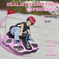 thumbnail image 3 of Aosom 12V Electric Go Kart, 5 MPH Drifting Car for Kids Outdoor Ride on Toy with Slow Start, Music, Colorful Lights, for 8-12 Years Old, Pink, 3 of 9