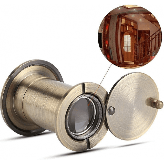 220 Degree Wide Angle Security Front Door Peephole Viewer With High Strength Protective Cover(bronze)