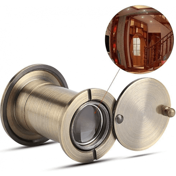 220 Degree Wide Angle Security Front Door Peephole Viewer With High Strength Protective Cover(bronze)