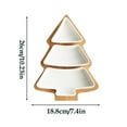 thumbnail image 2 of Christmas Tree Shaped Tiered Tray - 3-Layer Ceramic Bowl & Wooden Base, Festive Dried Fruit Snack Platter with "Merry Christmas" Gold Lettering, Snowflake Design Holiday Tableware for Party/Kitchen, 2 of 5