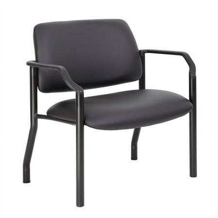 Boss Office Products Big and Tall Antimicrobial Vinyl Guest Chair, Black