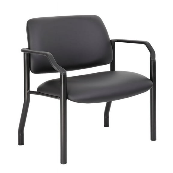 Boss Office Products Big and Tall Antimicrobial Vinyl Guest Chair, Black