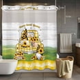 thumbnail image 3 of Sunflower Gnome No Hook Shower Curtain with Snap in Liner Summer Yellow Plaid Truck Wood Grain Waterproof Bathroom Shower Curtain with See Through Top Window for Bathtub 72" x 78", 3 of 9