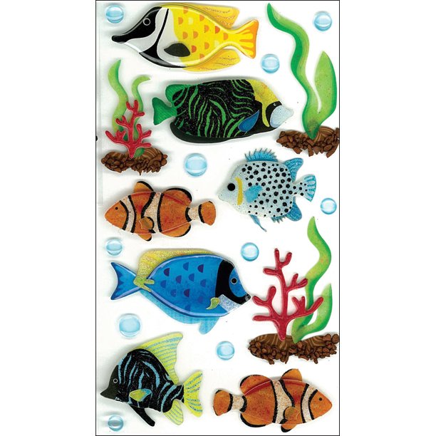 Jolee's Boutique Large Tropical Fish Stickers, 20 Piece