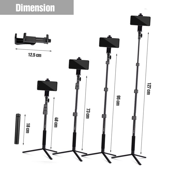 Soporte de Trípode Selfie Stick extensible de 54 pulgadas Andoer Aleación de aluminio Trípode
