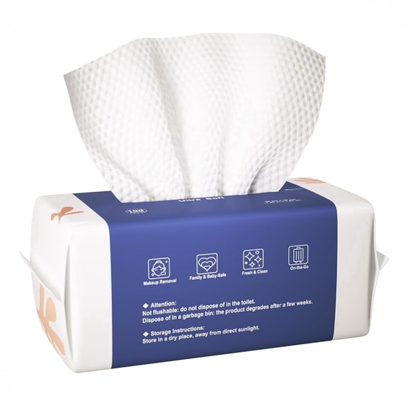 Ourmed Life Disposable Face Towels, Makeup Remover Sensitive Skin Wipes, 7.8" x 7.8", 100 Count