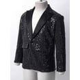 thumbnail image 4 of Aiihoo Blazer à Sequins Brillants pour Garçons, Manches Longues, Col à Revers, Simple Boutonnage, avec Chapeau Fedora Noir 10, 4 of 7