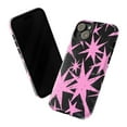thumbnail image 3 of Edgy Pink Starburst Phone Case, Abstract Retro Star Pattern on Black Background, Durable Protective Cover for iPhone 16 15 14 13 12 11 Pro Max Mini, 3 of 6