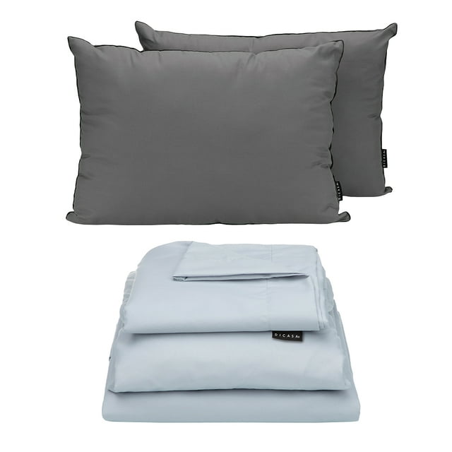 Sábanas King Size DICASA Softy Platino + Almohadas 2Pack